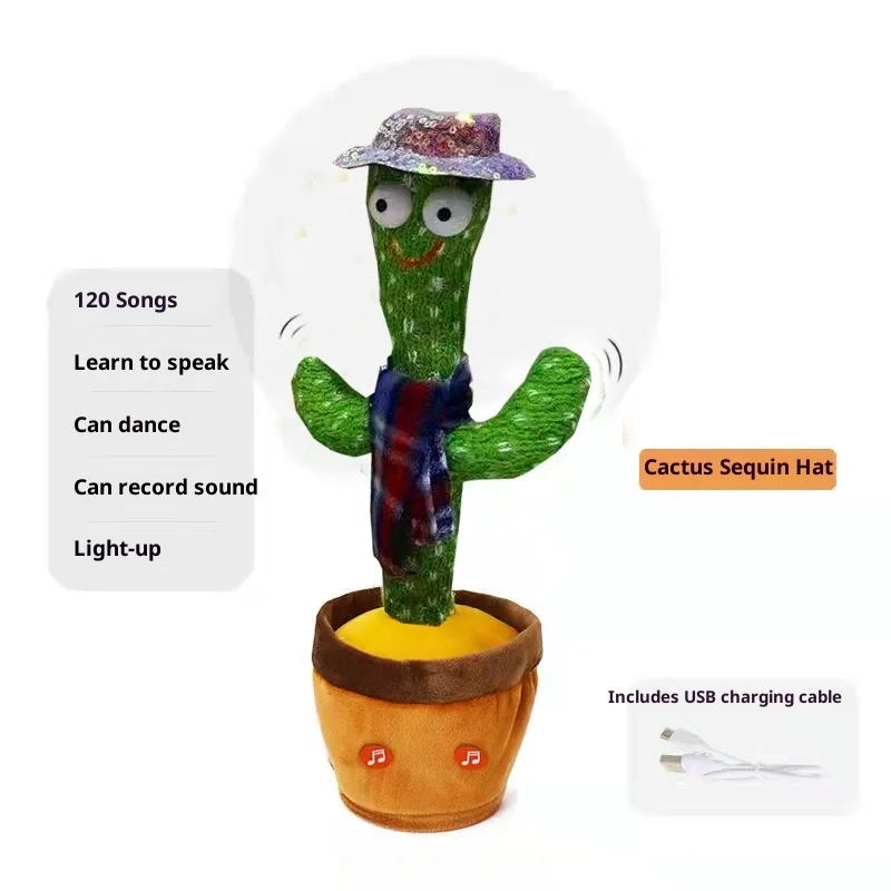 متوفر في المخزون لعبة الصبار للرقص والتحدث صبار أشعة الشمس لعبة قطيفة إلكترونية للأطفال مع 120 أغنية هدايا عيد ميلاد للأطفال