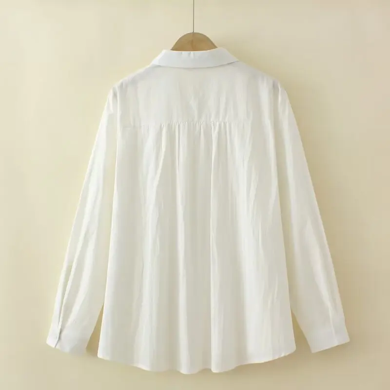 Fashion Plus Size Women's Blouses New Autumn 2025 Simple Long Sleeved Solid Color Shirt 8054