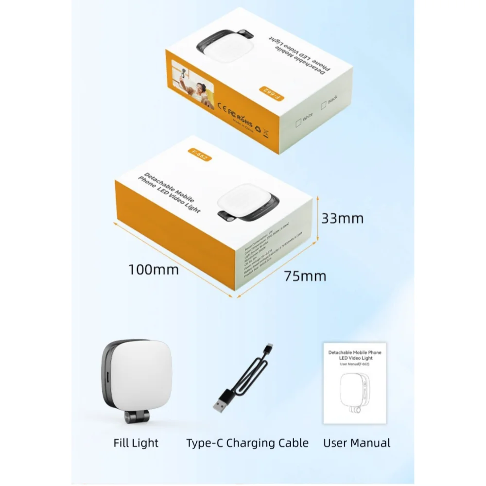 Stand Selfie Fill Light with Mirror Lightweight Magnetic Selfie Light Brightness Adjustable Rotatable Magnetic Photo Light