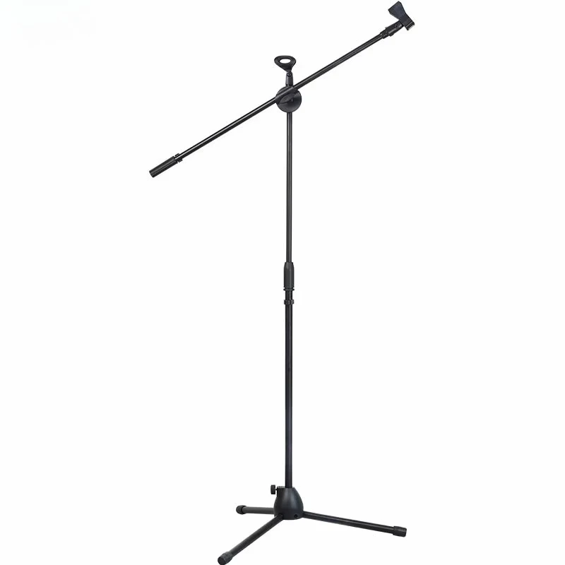Floor Tripod Microphone Stand Dual Mic Clamp Mic Holder For Live Stream Singing Vocal Performance Home Studio Recording
