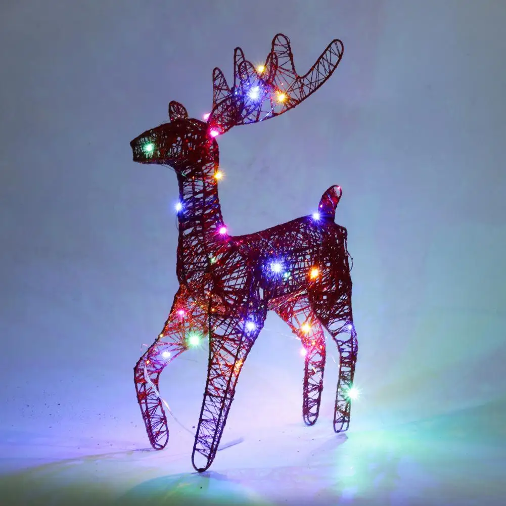 

Christmas Deer Light Decoration Iron Art Holiday Decor 3d Metal Reindeer Figurine with Led Light for Outdoor Christmas for Lawn
