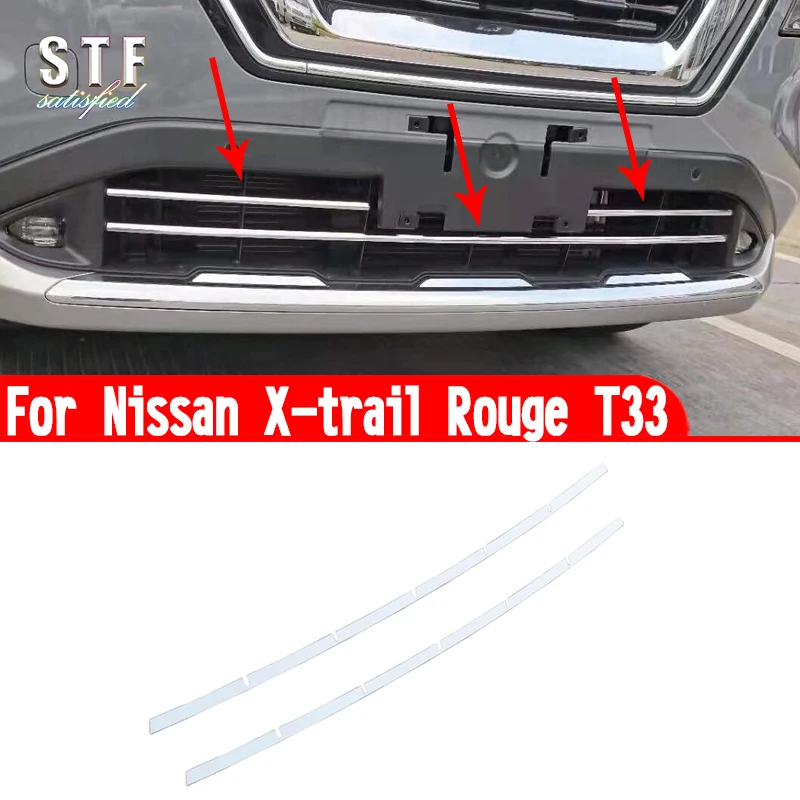 For Nissan X-trail Rouge T33 2021 2022 2023 Car Accessories Front Bumper Grille Around Strip Trim Molding Decoration Stickers