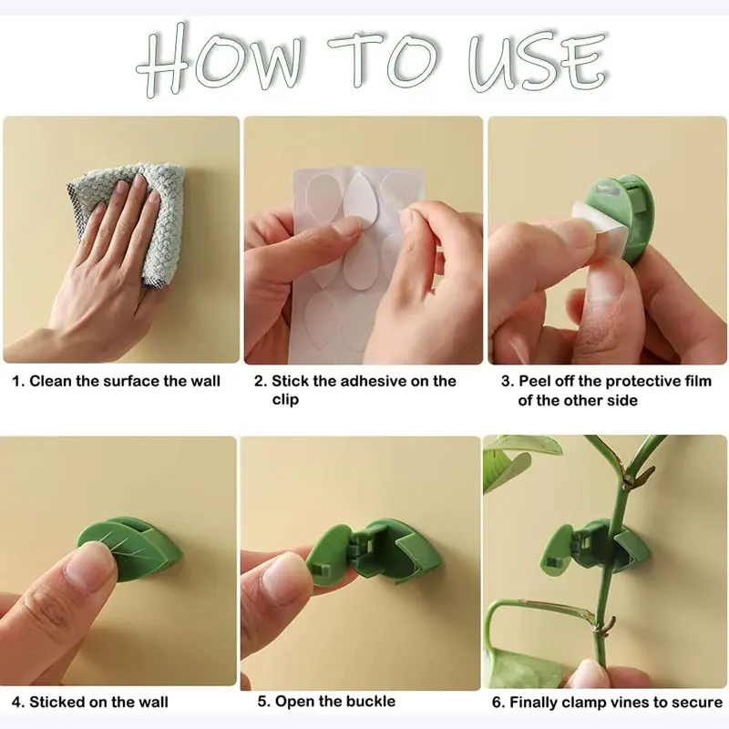 10PCS Plant Climbing Wall Fixture Clips Plant Fixer Self-Adhesive Hooks Invisible Wall Fixing Clip Vines Holder for Home Decor