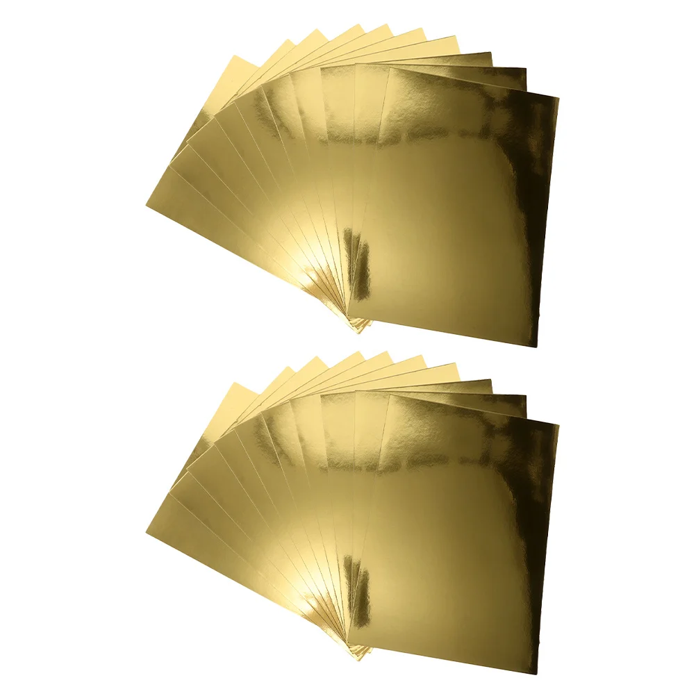 

20Pcs Metallic Mirror Card Stock Golden Foil Sheets for DIY Crafts Invitations Scrapbook Handmade Paper Cards Sugar Wraps