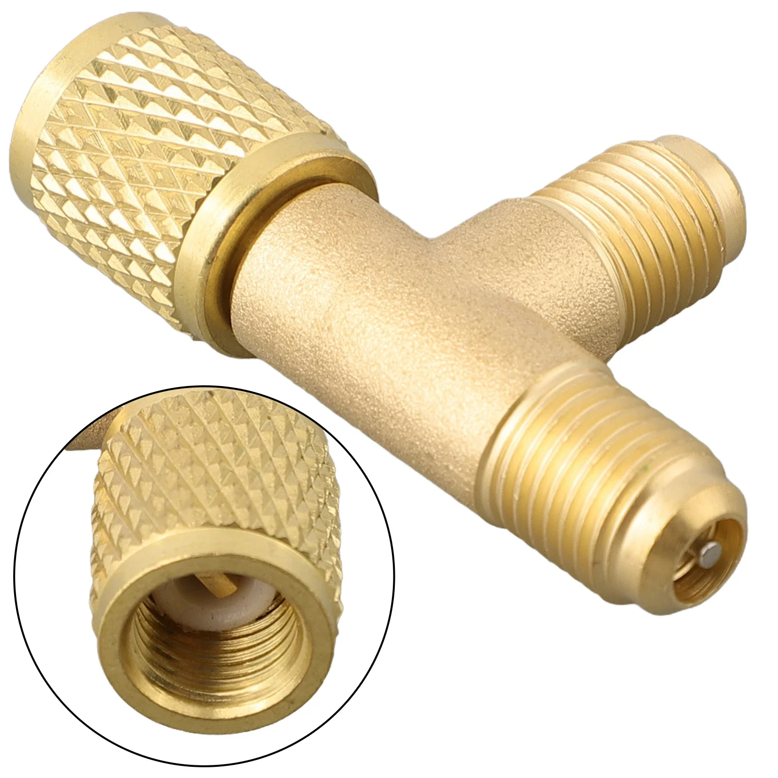 Brass Quick Connect Tee Adapter with 1/4 SAE Valve for R22 R12 R134 High Reliability and Easy Operation for HVAC Applications