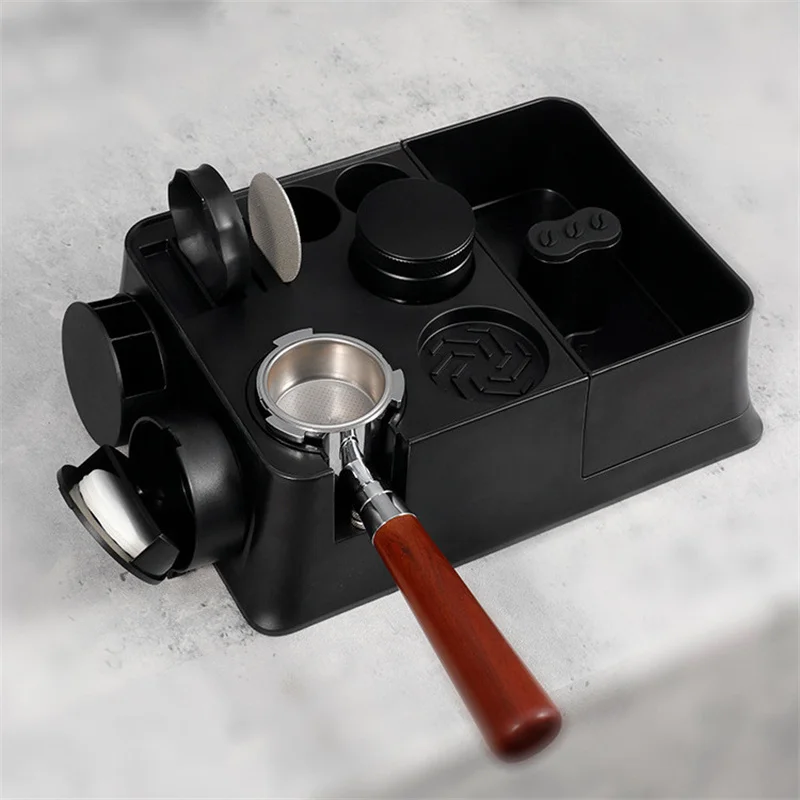 

Espresso ABS Multifunctional Magnetic Coffee Knock Box Tamping Station Espresso Puck Tamper Holder Fit 51-53-58mm Home Barista