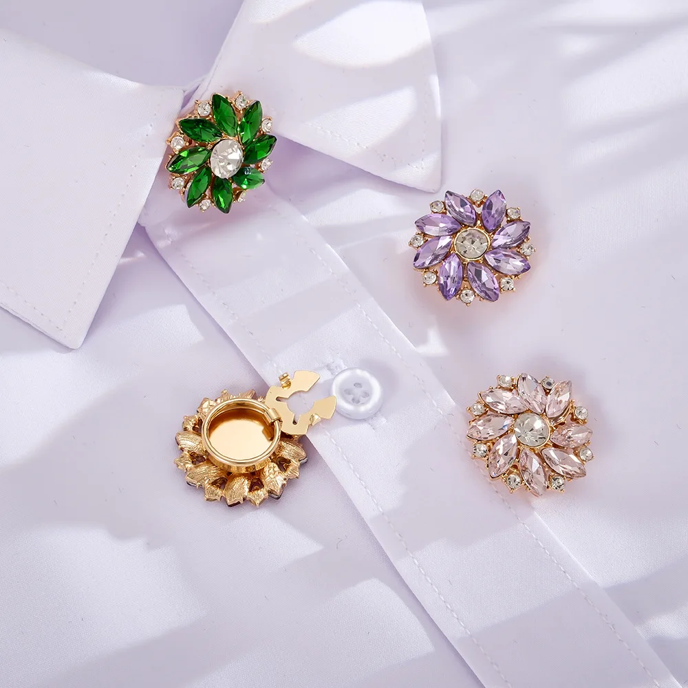 Ein Set Modische Marquise-Strass DIY Manschettenknöpfe Kragenclips Zinklegierung Mehrfarbige Schmuckherstellungszubehör Vielseitig Einsetzbar