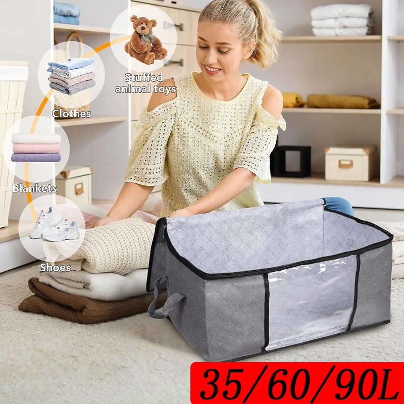 Aufbewahrungstasche, große Kapazität, Steppdecke, Kleidung, Decke, Aufbewahrungstaschen, faltbar, feuchtigkeitsbeständig, staubdicht, Schlafzimmer, Schrank, Kleidung, Organizer – Detail 1