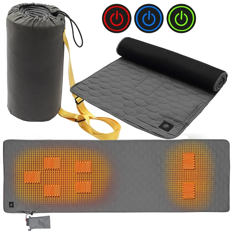 Usb elétrico aquecido saco de dormir forro viagem e folha acampamento 7 zonas aquecimento portátil ao ar livre térmica acampamento piquenique almofada quente