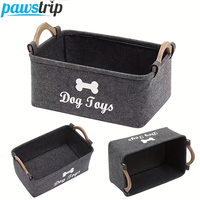 Felt Pet Toy Storage Basket Foldable Dog Toy Box Large Capacity Storage Basket for Dog Cats Household Storage Container