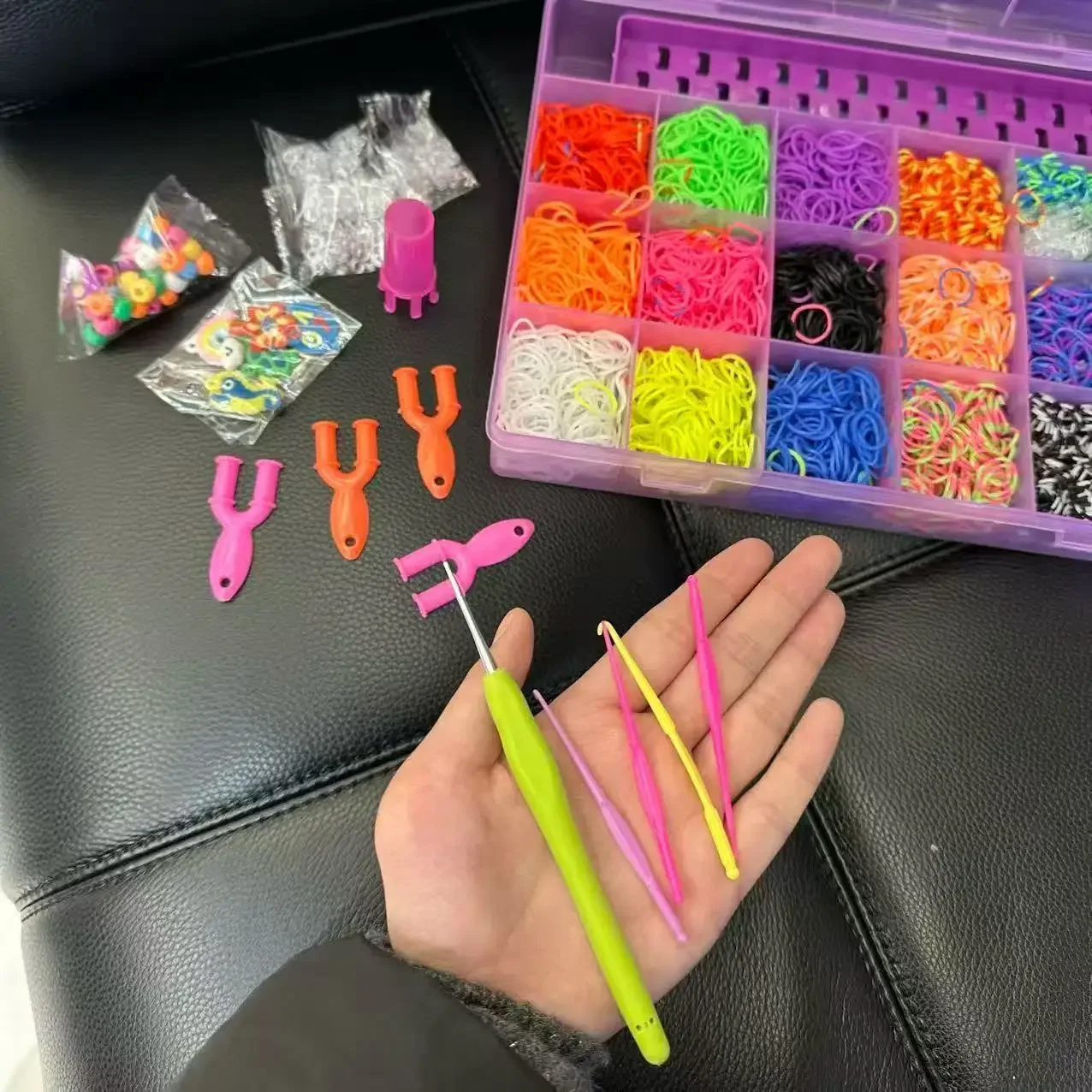 4800 Loom Bands Kit, Rubber Bands Bracelet Making Kit with Storage Organizer, Complete Supplies with Beads Charms Hooks Tools & Instructions, All Ages
