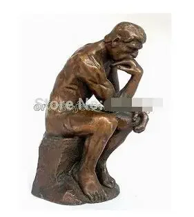 Collectible ! Vintage Rodin Pure Bronze Thinker Statue Art Deco