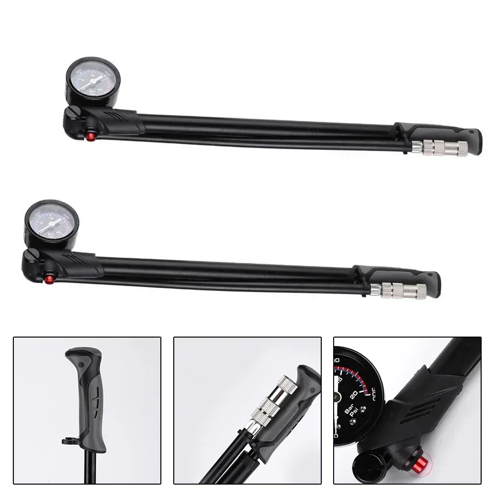 300PSI Bike Air Pump High Pressure MTB Bike Shock Pump With Meter Front Fork Pump Aluminum Alloy For Front Fork Rear Suspension