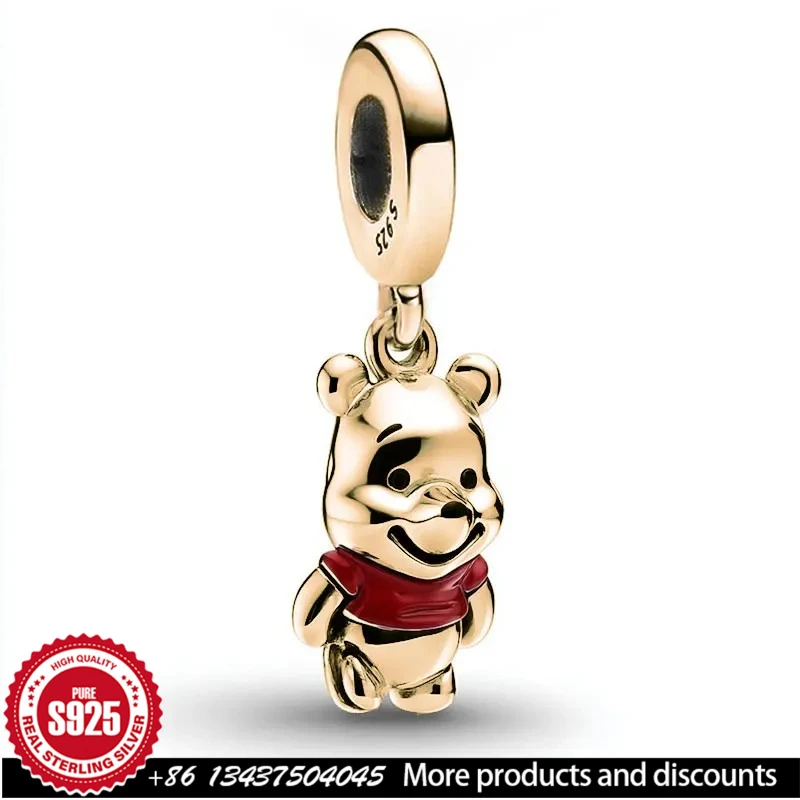 

Гравируемый кулон из стерлингового серебра 925 пробы, подвески Дисней Винни Пух для оригинальных DIY, настраиваемые ювелирные аксессуары