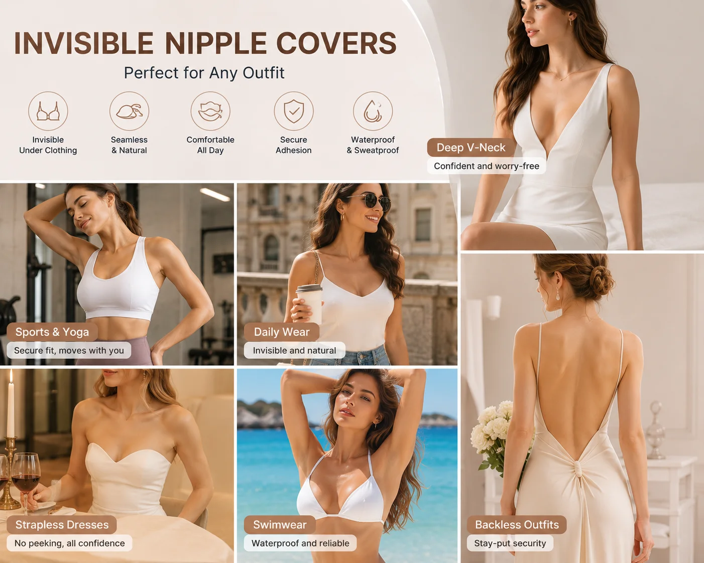 Reusable Silicone Nipple Covers Women Invisible Adhesive Breast Petals Strapless Bra Pads Lift Up Pasties for Backless Dress