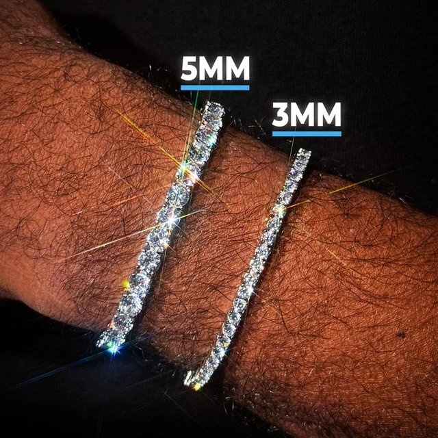 Bransoletka tenisowa damska/męska w stylu hip-hop, wysadzana cyrkoniami CZ, imitacja lodu, szerokość 3/4/5/6mm, 1 rzędowa bransoletka tenisowa, dropshipping