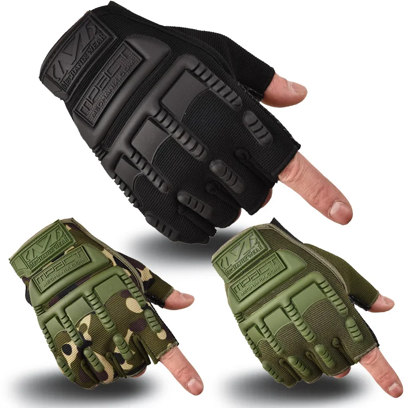 1Pair Summer Fingerless Gloves Men Women Knuckles Protective Gear Hand Driving Climbing Cycling Bicycle Riding