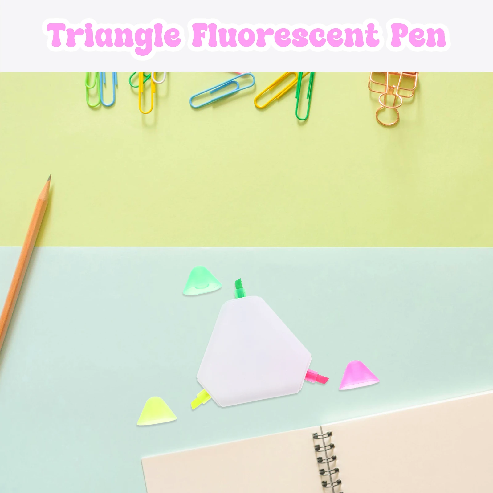 

9pcs Fluorescent Pens Highlighters Dual Tip Markers Yellow Pink Green Colors Note-taking Office School Use Plastic Material
