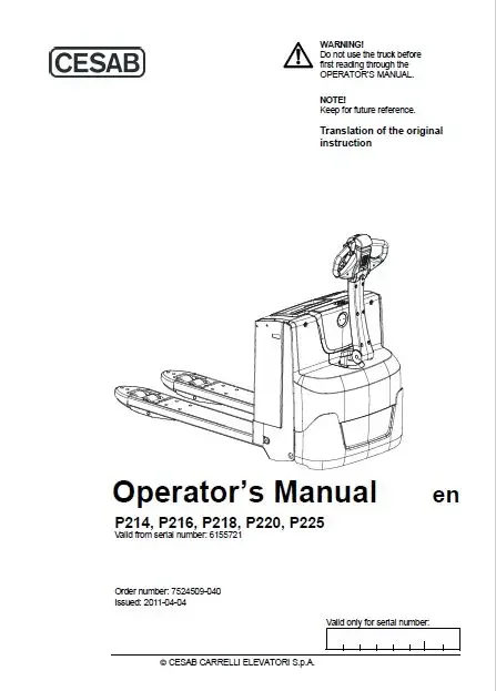 Cesab Spare Parts And Repair And Operation Manuals 2017 EN