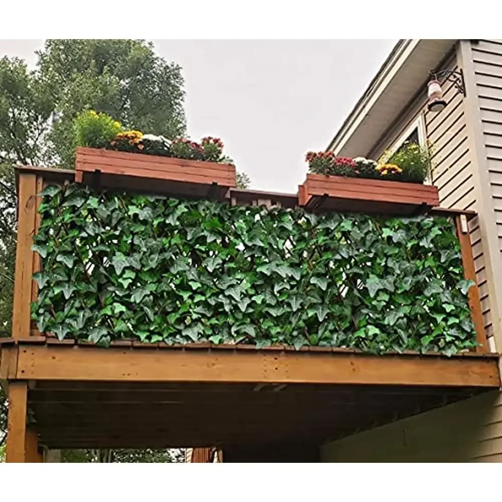 Outdoor Expandable Privacy Screen Fence Panel with Artificial Ivy Leaves Sunlight & Water Resistant Adjustable Size Easy