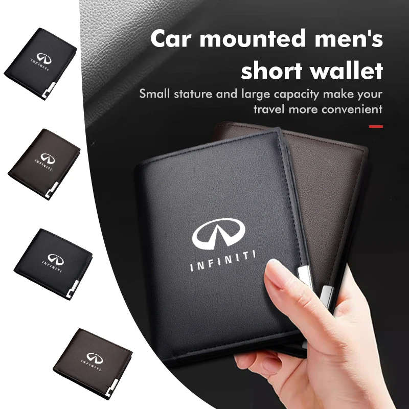 For Infiniti Leather Car Men Short Wallet Purse With Card Holder License FX35 QX60 QX70 QX80 QX50 QX30 Q70L Q60 Q50 Q60S Q30
