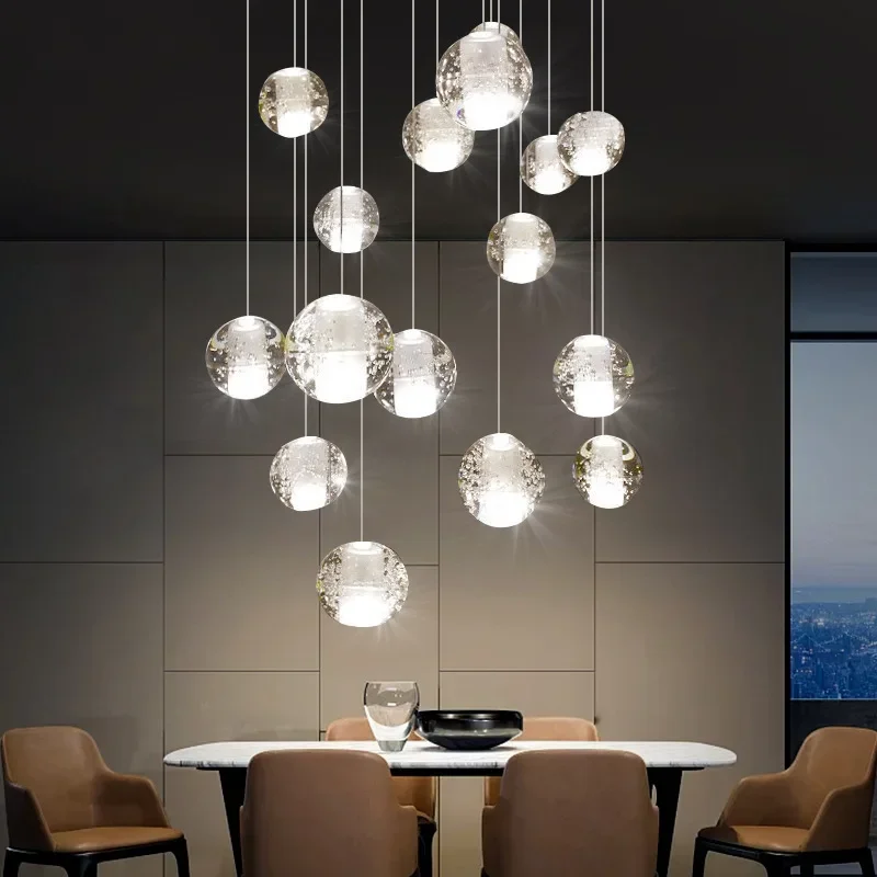 

Nordic Led G4 Crystal Ball Chandeliers Living Dining Room Villa Foyer Pendant Lamps Modern Luxury Home Decor Loft Light Fixture