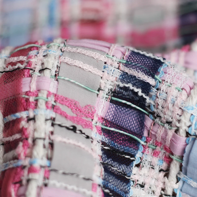 

Red raspberry 690g Pink and blue gingham weave 70% polyester 25% cotton 5% nylon fabrics clothes Garment sewing materials Free s