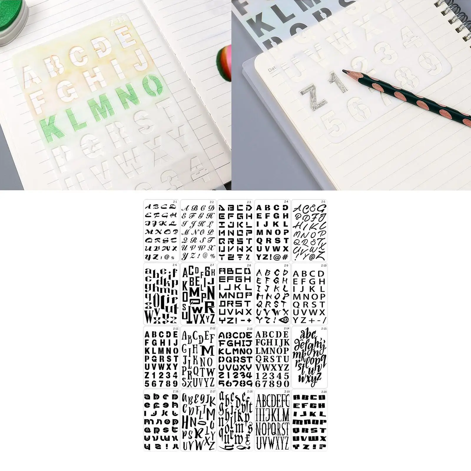 20pcs Letters Pieces al Stencil Planner Drawing Template DIY