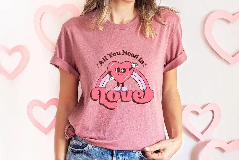 Love is All You Need Shirts, Valentine's Valentine's Day Funny Gift for Couple Shirts 100%Cotton Fashion Streetwear harajuku y2k