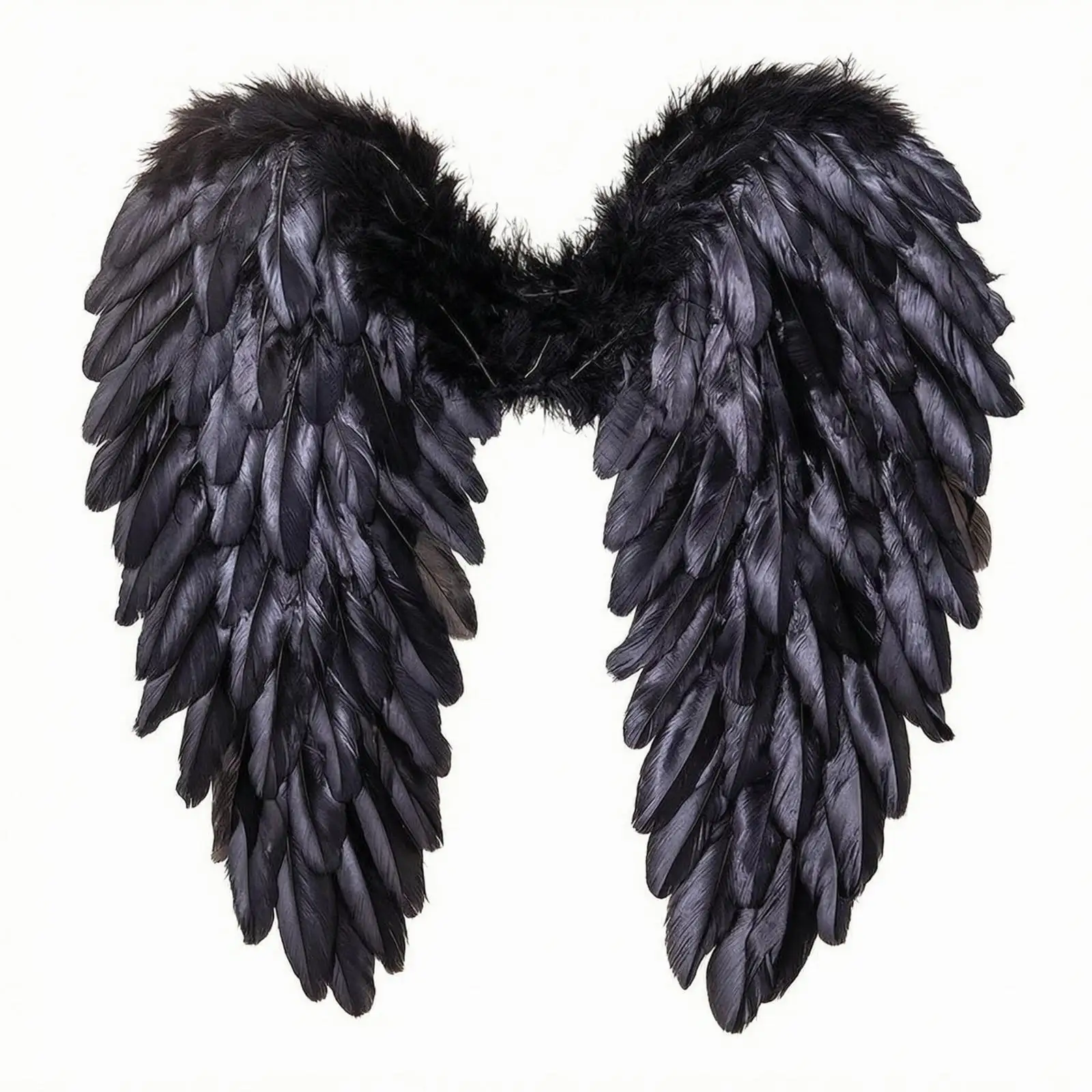 Halloween Costume Prop Set Black Feather Wings and Pointed Headpiece for Themed Dress Up Play