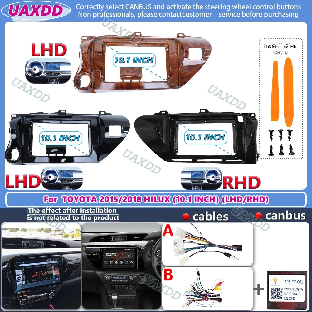 

Для Toyota 2015 2018 HILUX 10,1 дюйма 2 Din Автомагнитола Android рамка панель лицевой панели адаптер жгута проводов CD декодер приборной панели