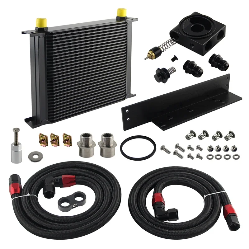 30 Row AN10 Bolt On Oil Cooler Kit Filter Thermostat Fits for Nissan Fairlady 350Z Z33 03-08 3.5L/370Z Z34 09-17 3.7L Upgrade