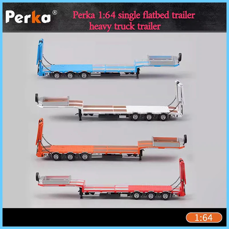 Perka Model 1:64 Flatbed Trailer Heavy Truck Trailer Alloy Car Model Static Decoration Collectibles Gift Toys