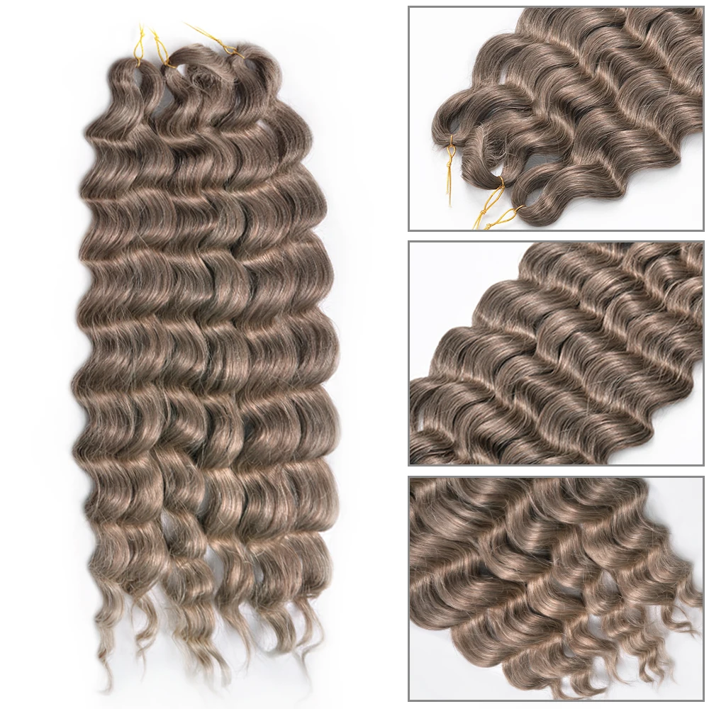 

Синтетические свободные наращивание волос с глубокими волнами, 24 дюйма, глубокие вьющиеся волосы, вязанные крючком, коса, омбре, блондинка, коричневые волосы Анны