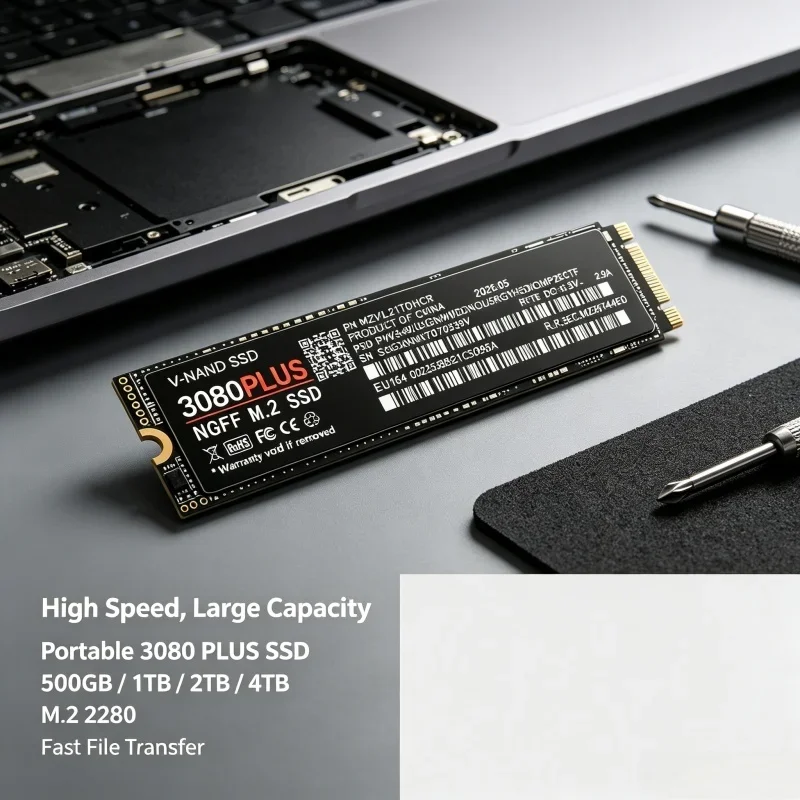 Original 3080 PLUS for Laptop Desktop PC 500GB 1TB 2TB 4TB SSD Internal Solid State Drive M.2 NGFF PCIe3.0 High Speed