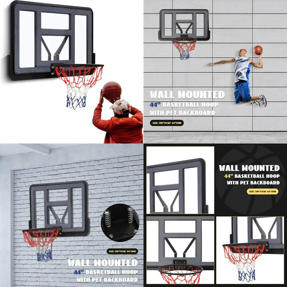 Cesta de basquete no solo ajustável de 44 polegadas com placa traseira inquebrável de 44x30 e sistema de rebote