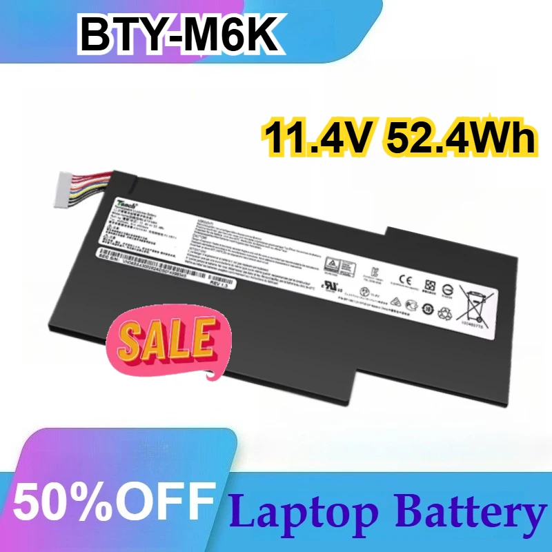 Batería para Portátil BTY-M6K 11.4V 52.4Wh para MSI MS-17B4 MS-16K3 GF63 Thin 8RD 8RD-031TH 8RC GF75 Thin 3RD 8RC 9SC GF65 Thin 9SE/SX