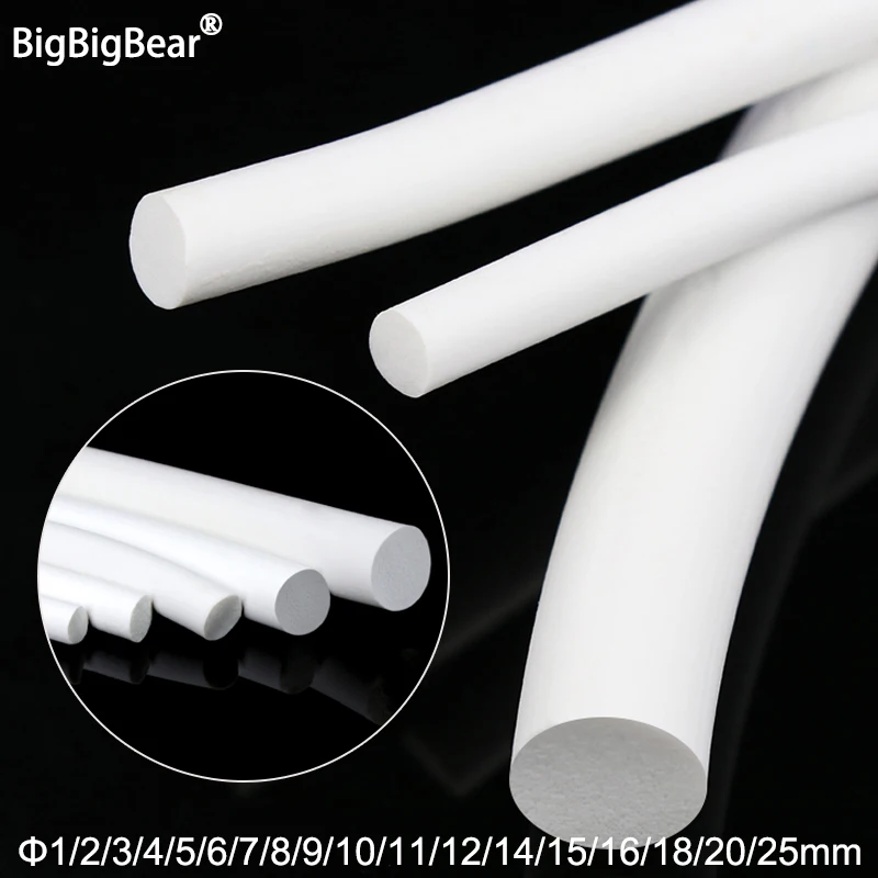 

1/2/5m Silicone Rubber Sponge Strip Round White Diameter1mm ~ 25mm Foamed Backer Rod Seal Strips VMQ Foaming Cord
