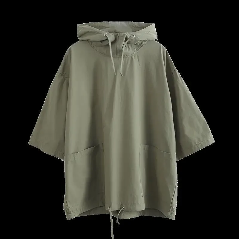 

Мужские универсальные молодежные топы в стиле Харадзюку, летние свободные однотонные футболки с карманами в стиле пэчворк, корейская модная мужская одежда