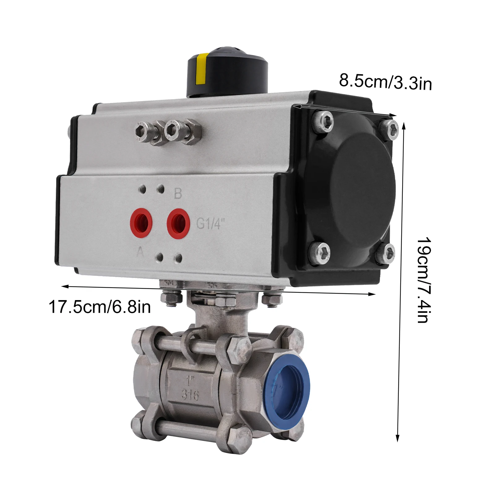 صمام كروي هوائي أسود (سهل التركيب والاستخدام) - أجزاء تركيب بسيطة ومفصلة للإعداد السريع، مفتوحة هوائية