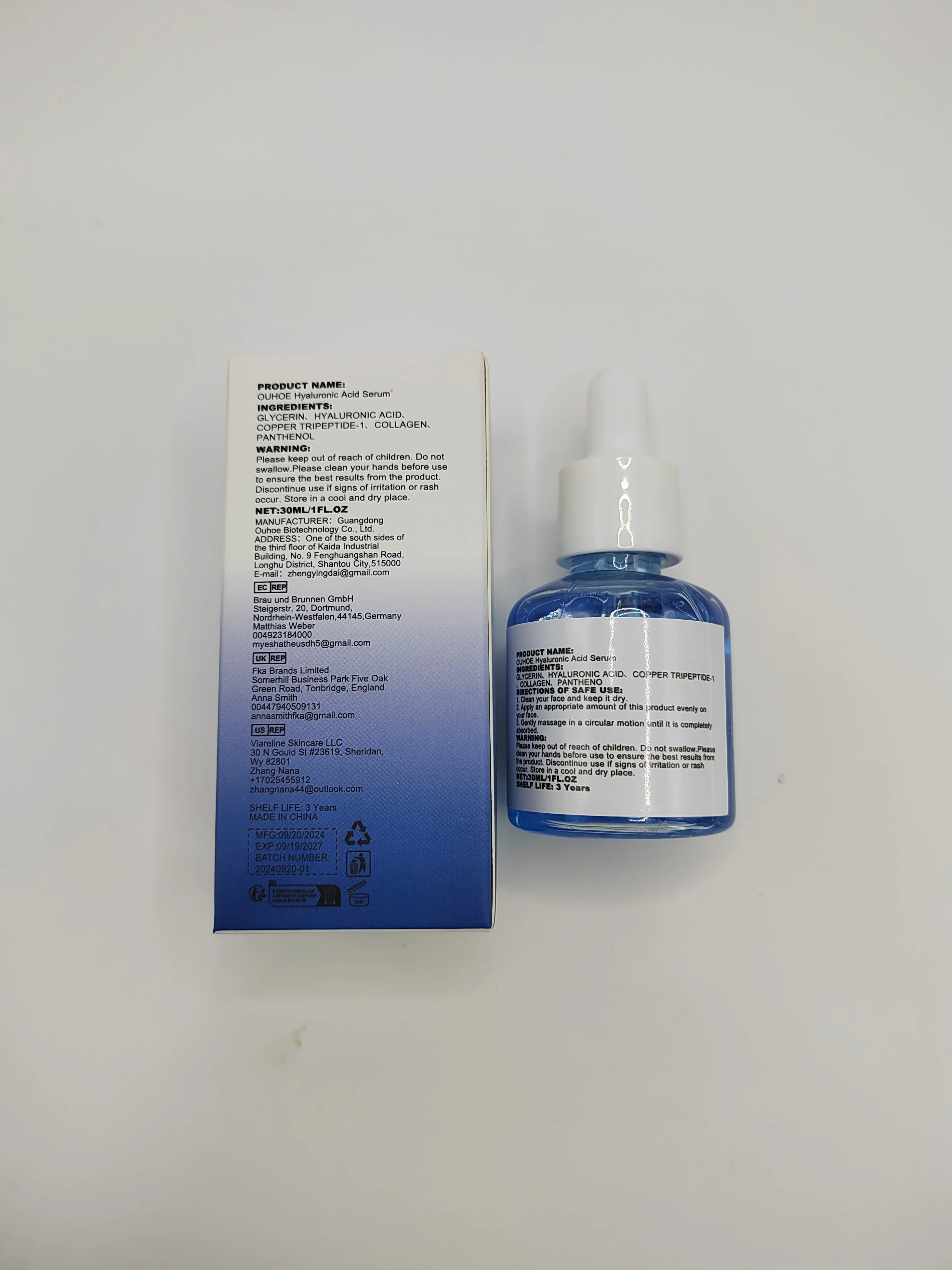 Siero all'acido ialuronico - Siero viso idratante profondo con complesso multipeptidico, trattamento idratante intenso per il secco