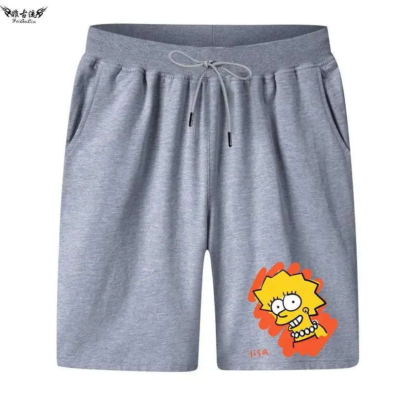 The Simpsons Summer Cartoon Parent-Child Clothing Boys and Girls Casual Shorts Trendy Loose Five-Point Pants Summer Beach Pants