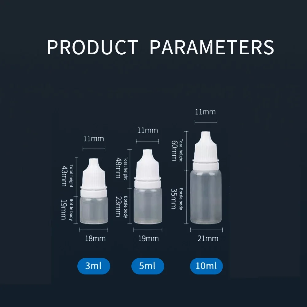 200 Stück 3ml/5ml/10ml Großhandel Bunte Deckel Augentropfenfläschchen Kleine Plastikflaschen für Rauchöl Nachfüllbare Flaschen – Detail 1