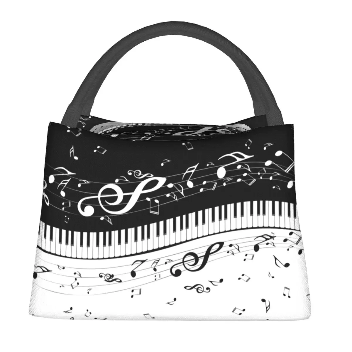 Aesthetic Piano Keys Lunch Bags Accessories Insulated Oxford Cooler Musical Notes Pianos Music Thermal Food Picnic Lunch Box