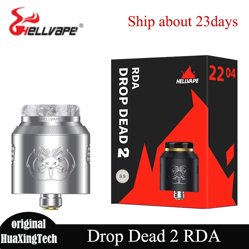Original hellvape drop dead 2 rda tanque vape atomiz 24mm de diâmetro bobina dupla 810 ponta de gotejamento 510 rosca vaporizador de cigarro eletrônico