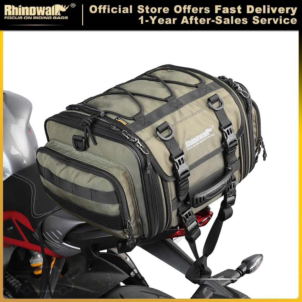 Rhinowalk Motorcycle Bag 19L-32L/40L-60L Waterproof PVC Large Capacity Rear Seat Tail Saddle Bag Outdoor Travel Luggage 2 Size