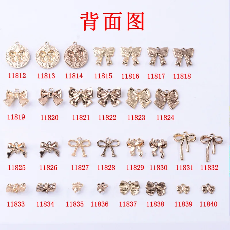 New DIY alloy jewelry accessories Korean version of simple temperament bow pearl pendant, clothing bag accessories