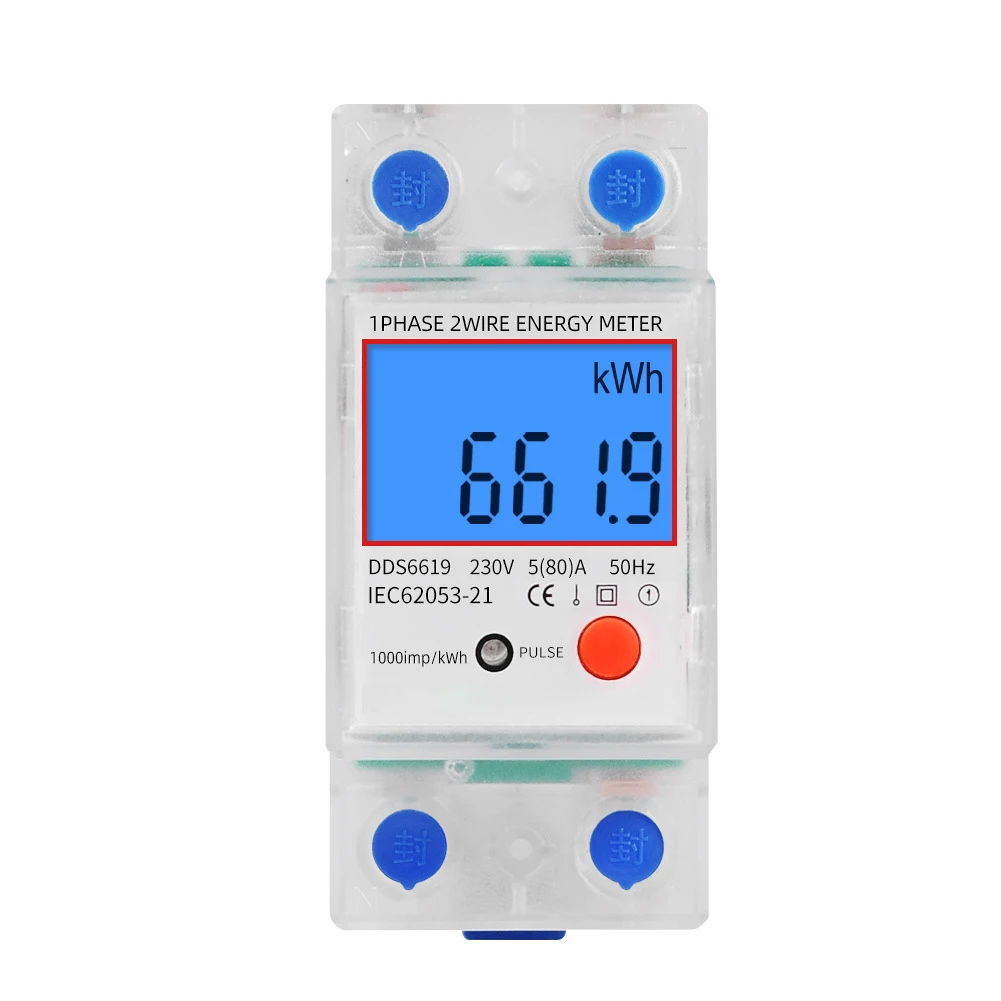 

LCD Display 230V AC Din Rail Single Phase Reset Energy Meter Energy Meter KWh Voltage Current Power 80A Electrical Supplies