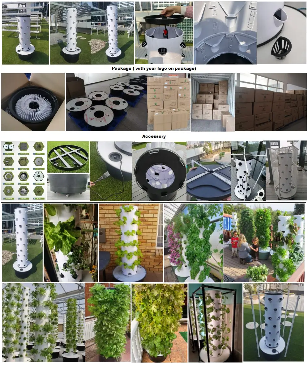 Hydroponic Growing System Kit-Indoor/Outdoor Garden Hydroponic Vegetable Tower 48 Pods 8 Floors 60L Nutrient Box Pump System