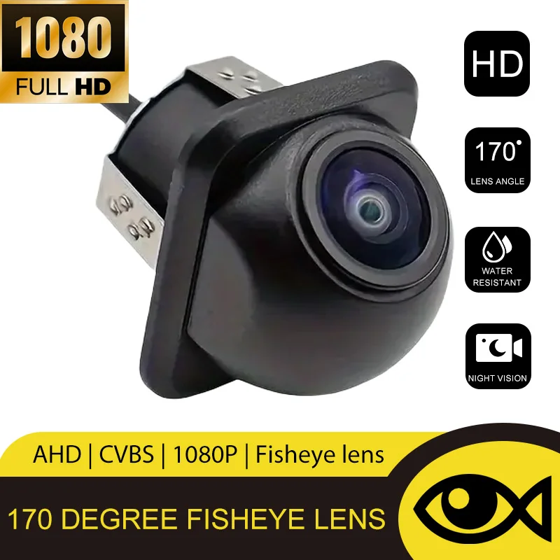 كاميرا خلفية وجانبية للمركبة AHD CVBS 170 °   عين السمكة عالية الوضوح للرؤية الليلية مقاوم للماء قبعة من القش كاميرا مثقاب